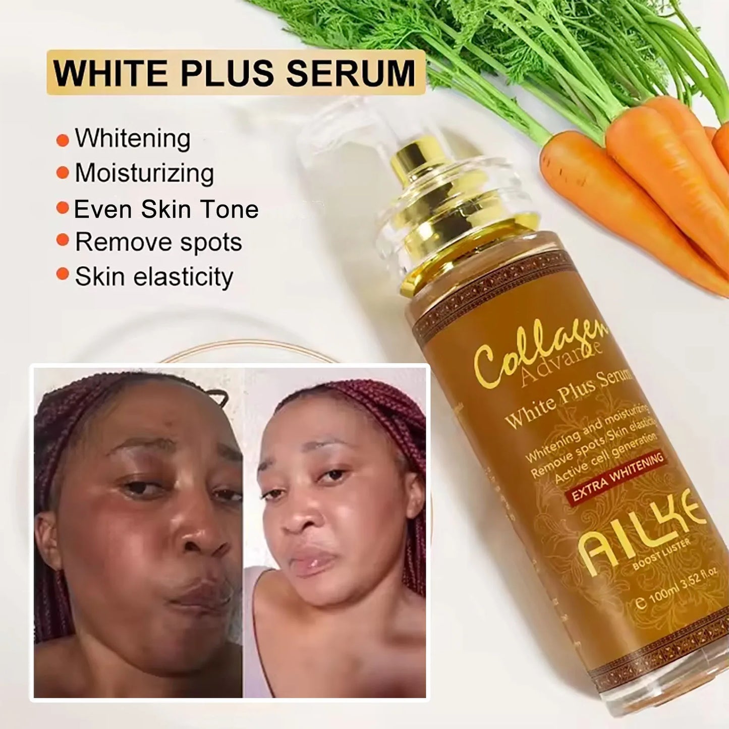 AILKE Skin Whitening Face Serum With Organic Collagen And Moisturizing