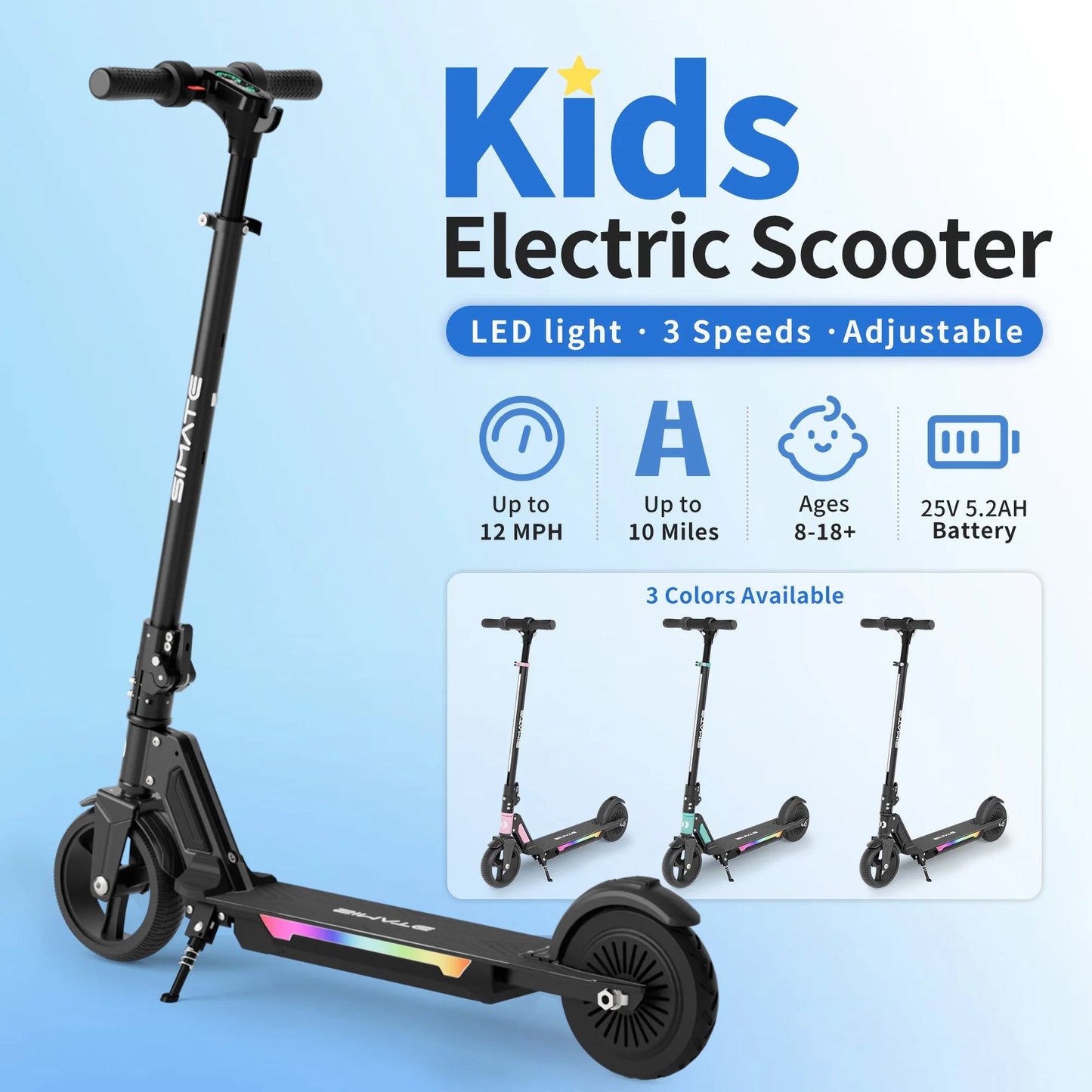 SIMATE Foldable Kids Electric Scooter 250W With LED Display