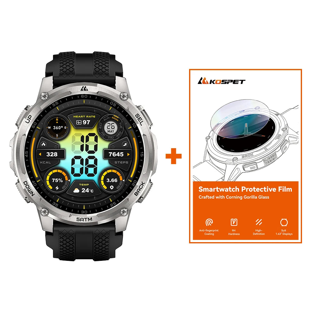KOSPET Tank T4C Smartwatch Outdoor Rugged GPS Waterproof Fitness Tracker