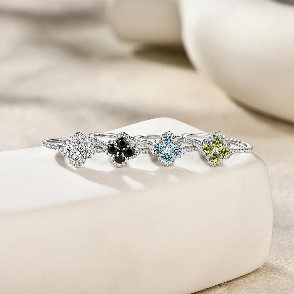 Attagems S925 Sterling Silver Halo Moissanite Ring For Women