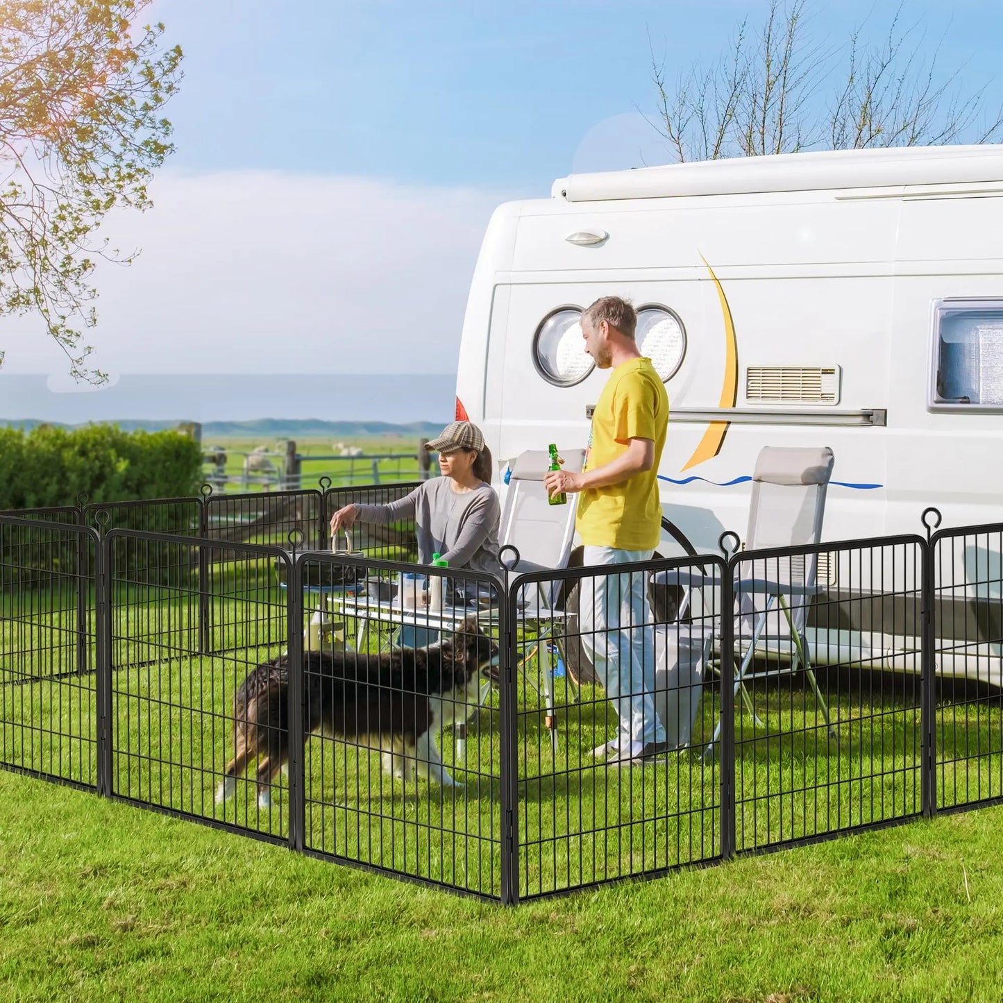 Studyset Rustproof Metal Dog Fence For Indoor Outdoor Pet Exercise Pen