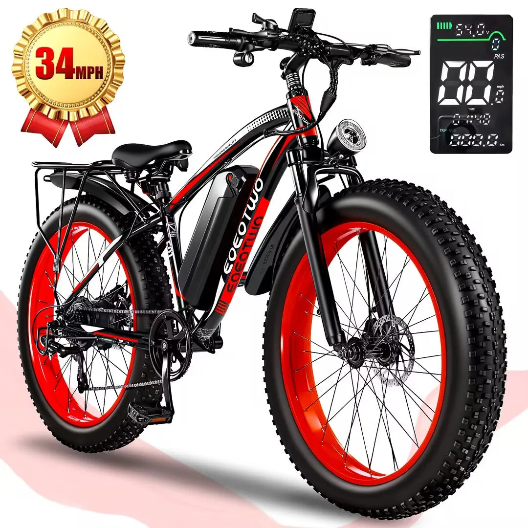 EOEOTWO 1500W Fat Tire Electric Bike 34MPH All Terrain Ebike