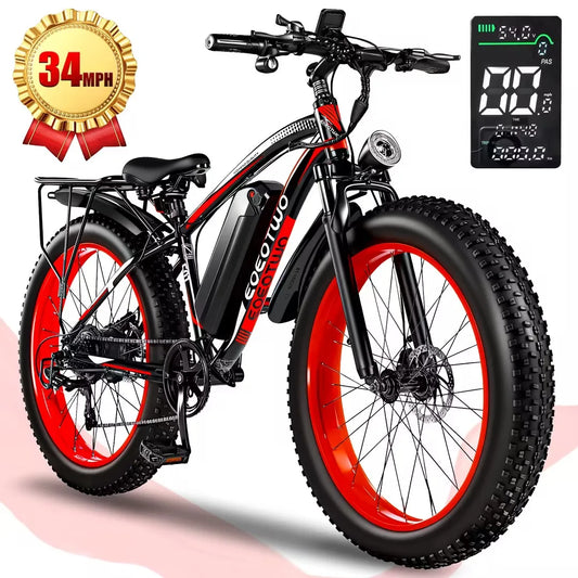 EOEOTWO 1500W Fat Tire Electric Bike 34MPH All Terrain Ebike