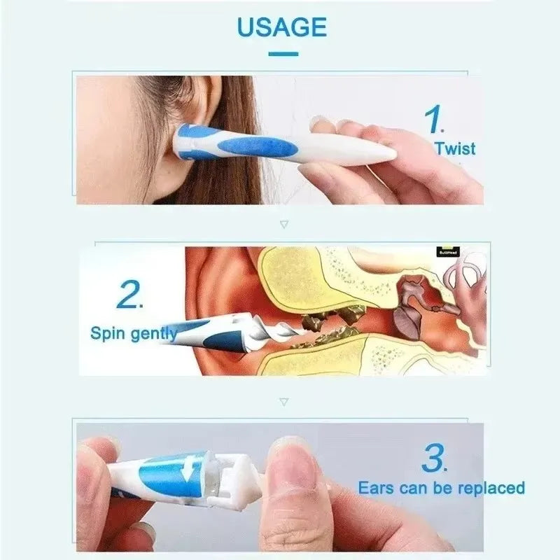 Silicone Ear Wax Remover Tool With 16 Replacement Tips