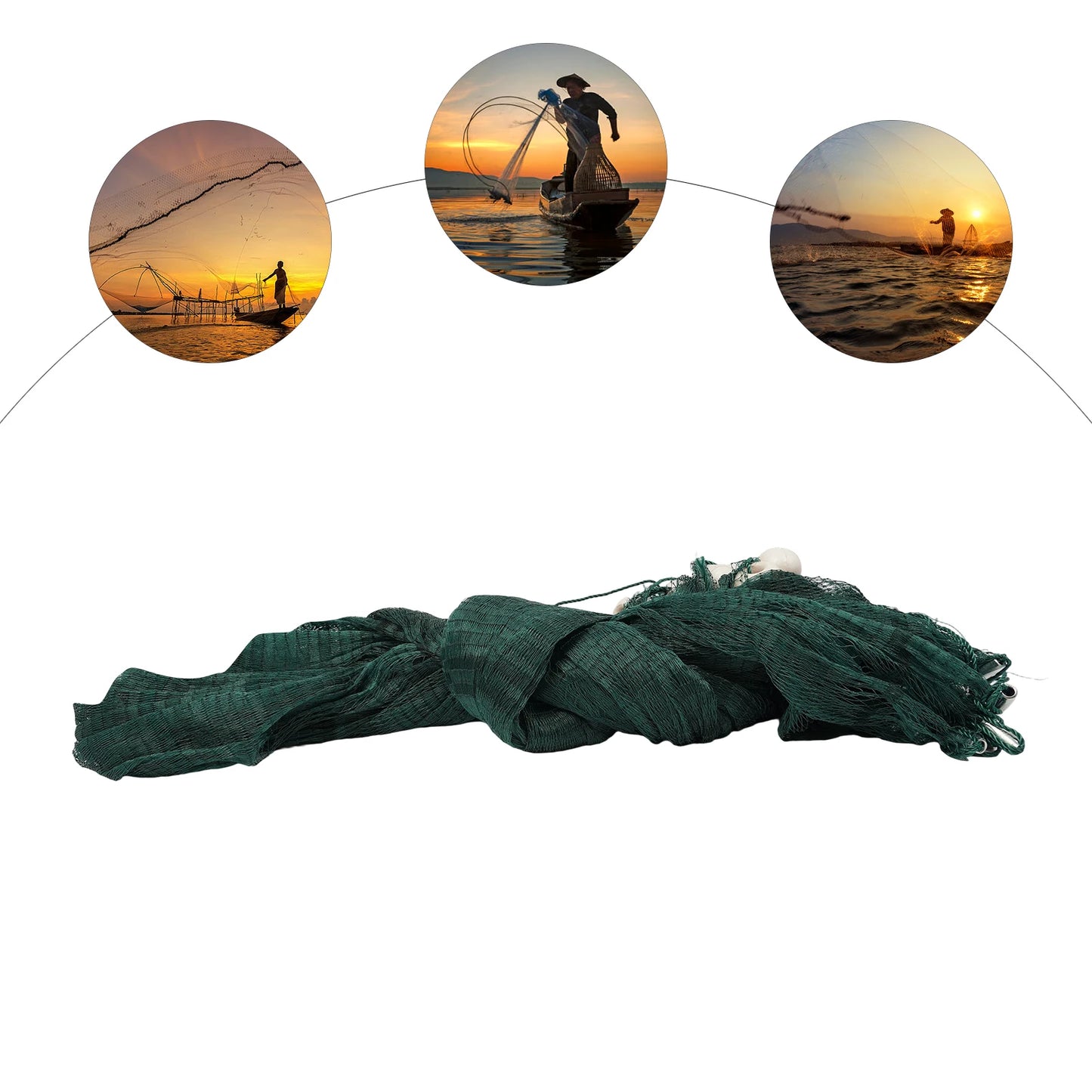 Bymaocar 20M Fishing Drag Net With Iron Sinkers Green Polyethylene Seining Net