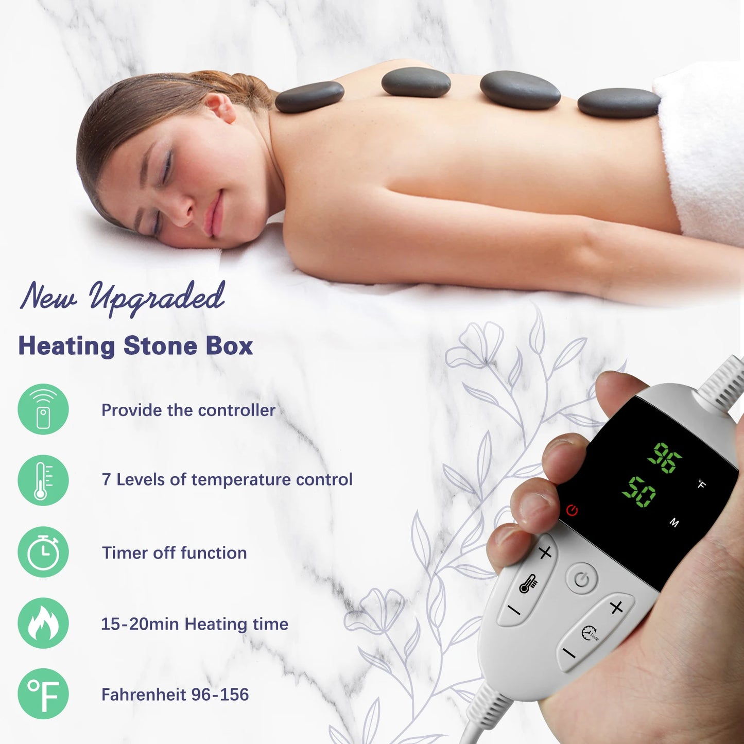 HolistHeal Hot Stone Massage Set With Temperature Adjustment Kit