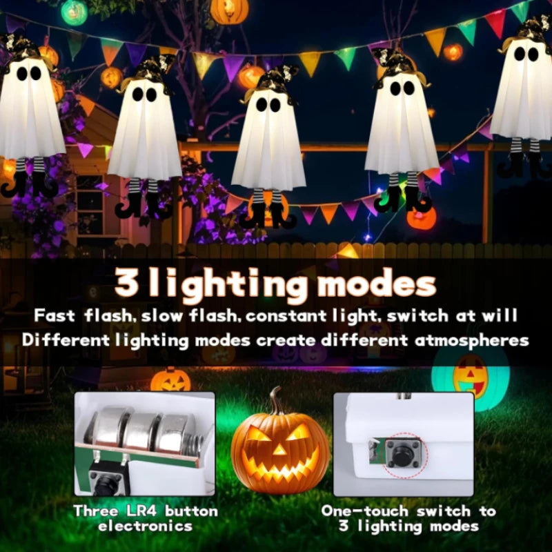 Halloween LED Light Up Witch Ghost Hanging Ornaments Decoration
