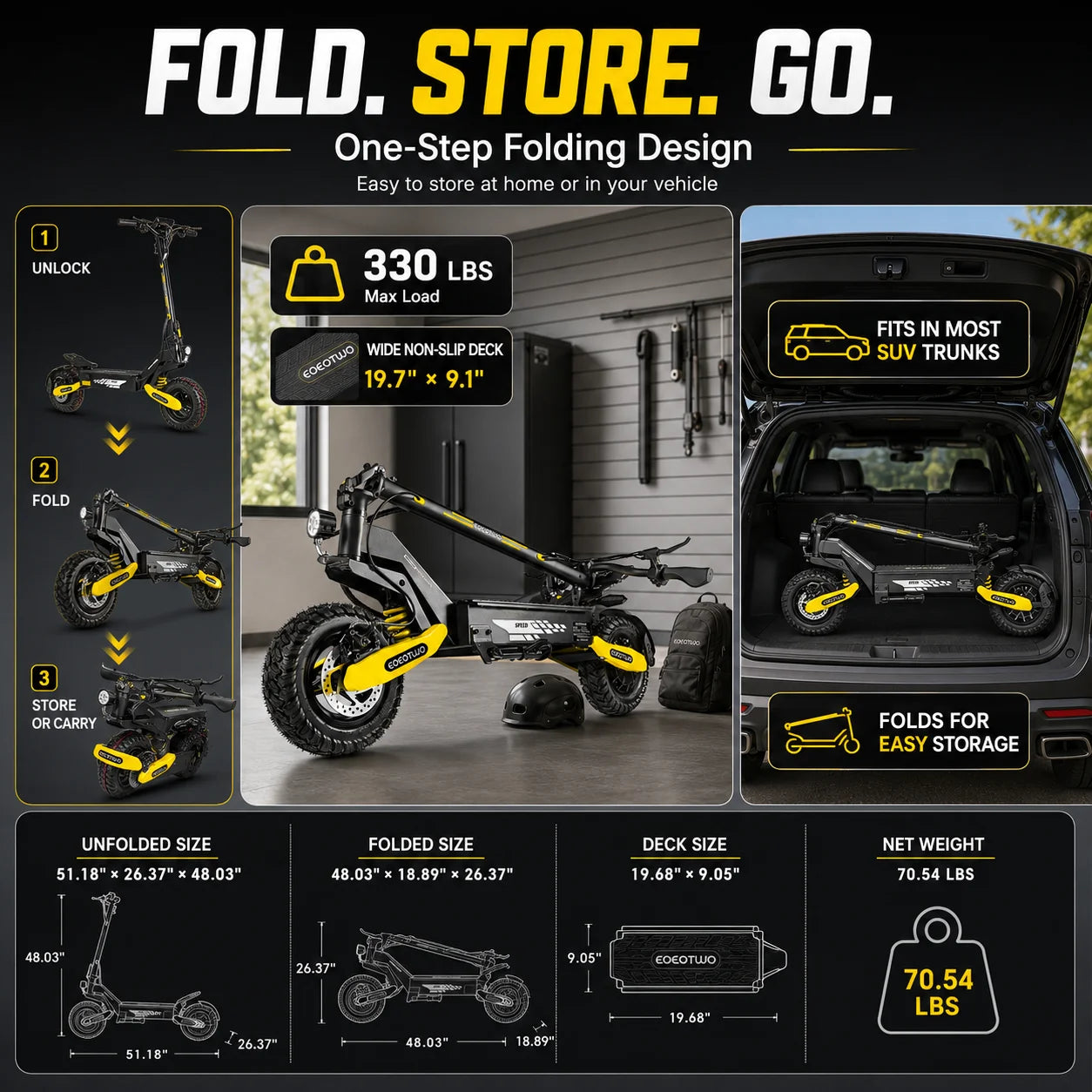 Eoeotwo 1200W Off Road Electric Scooter For Adults