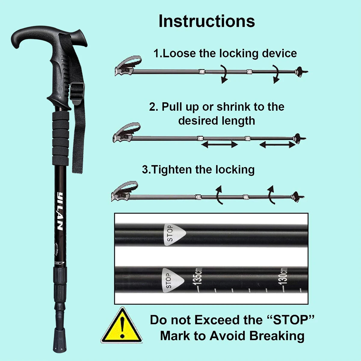 Ultralight Aluminum Hiking Poles With Shock Absorption Quick Lock System