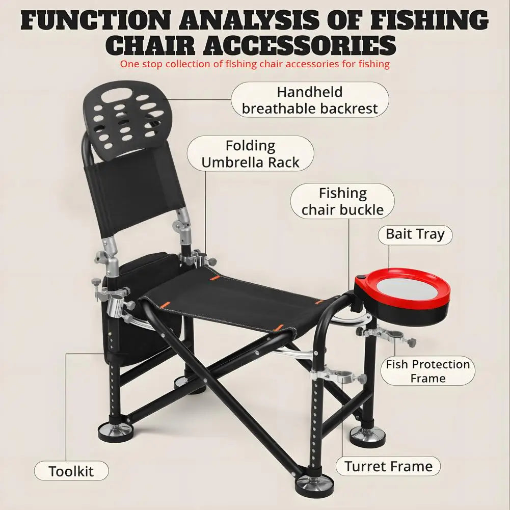 Adjustable Fishing Chair With Backrest And Rod Holder