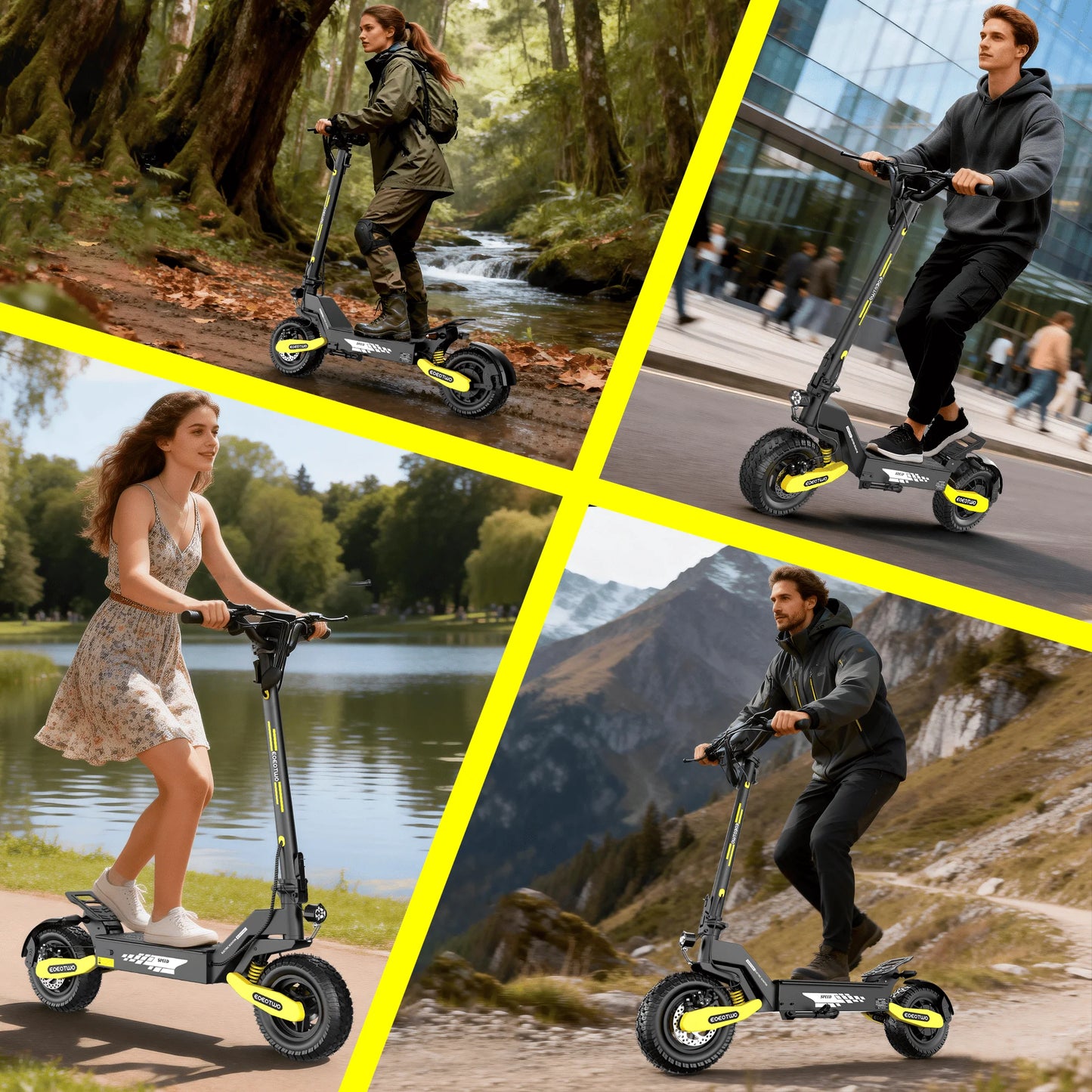 EOEOTWO 1200W Off Road Electric Scooter For Adults 48V Foldable