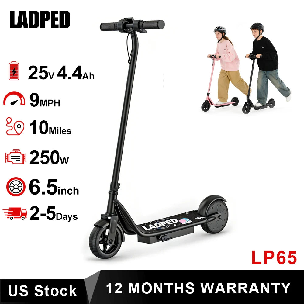 Ladped Kids Electric Scooter 250W 3 Speeds 10 Mile Range