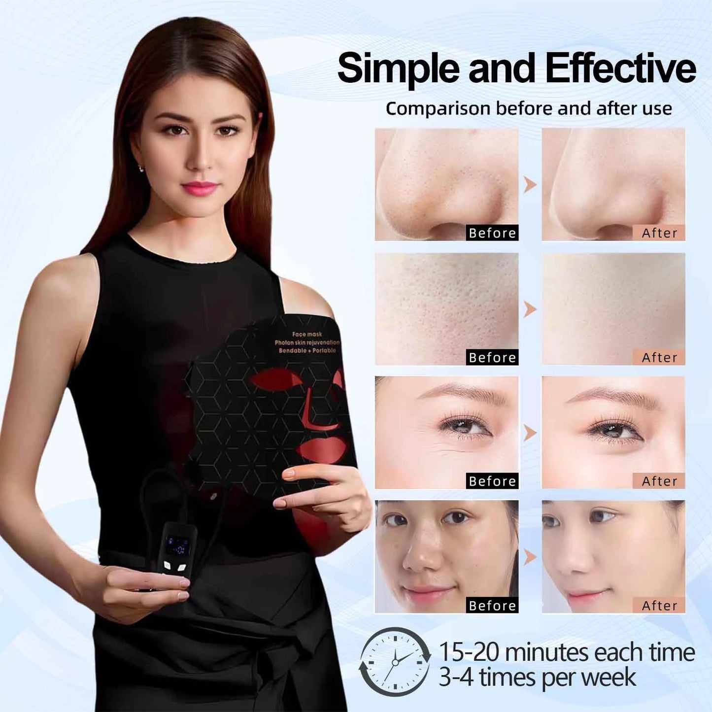 UBilli Red Light 4 Modes Portable LED Face Mask Therapy
