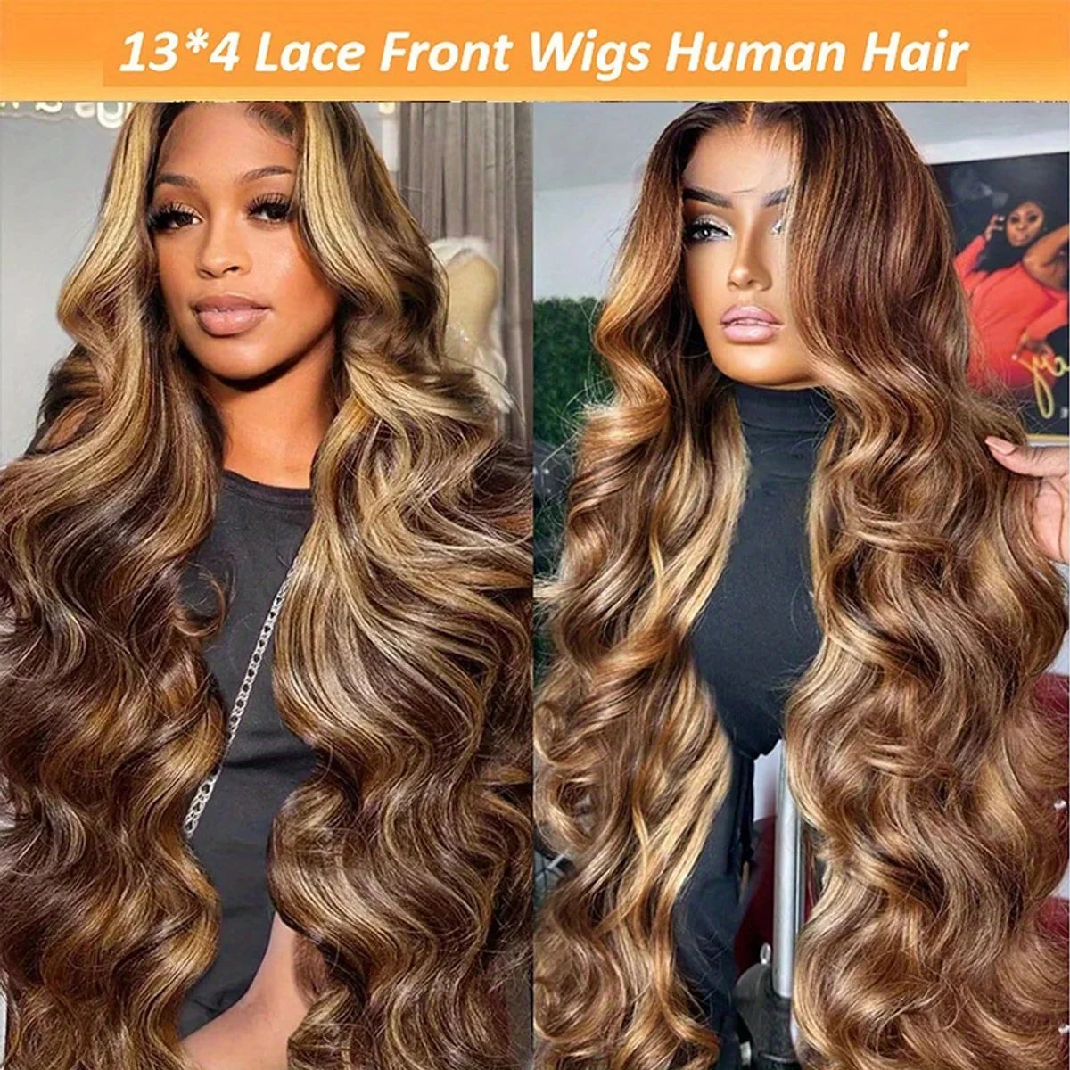 FIUMER Body Wave Lace Front Wig Glueless For Women