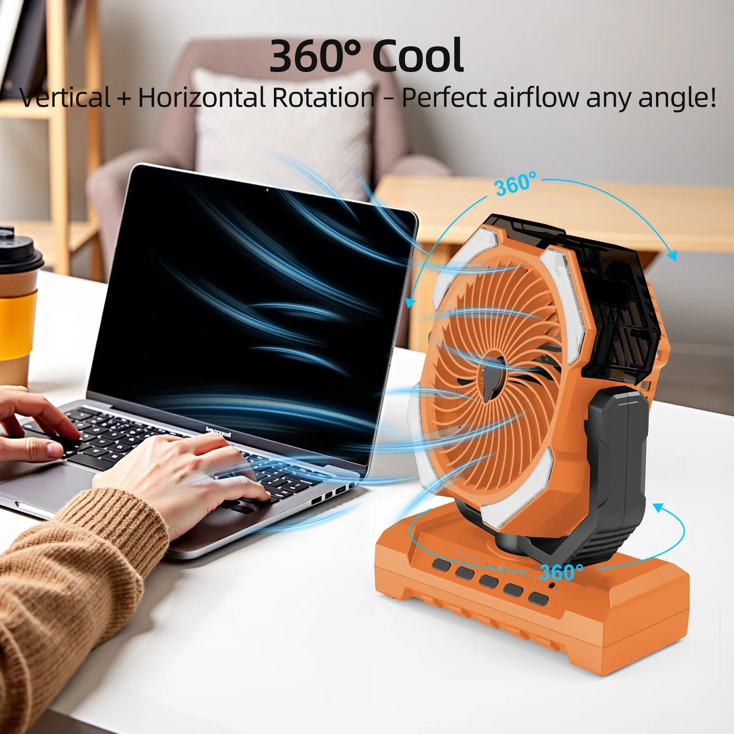 20000mAh Rechargeable Mist Cooling Fan With LED Light For Camping