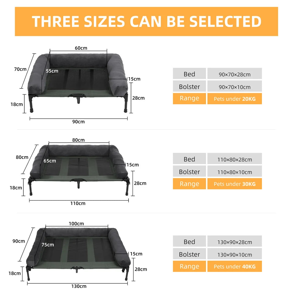BORWART CN Outdoor Raised Dog Bed With Cooling Breathable Mat