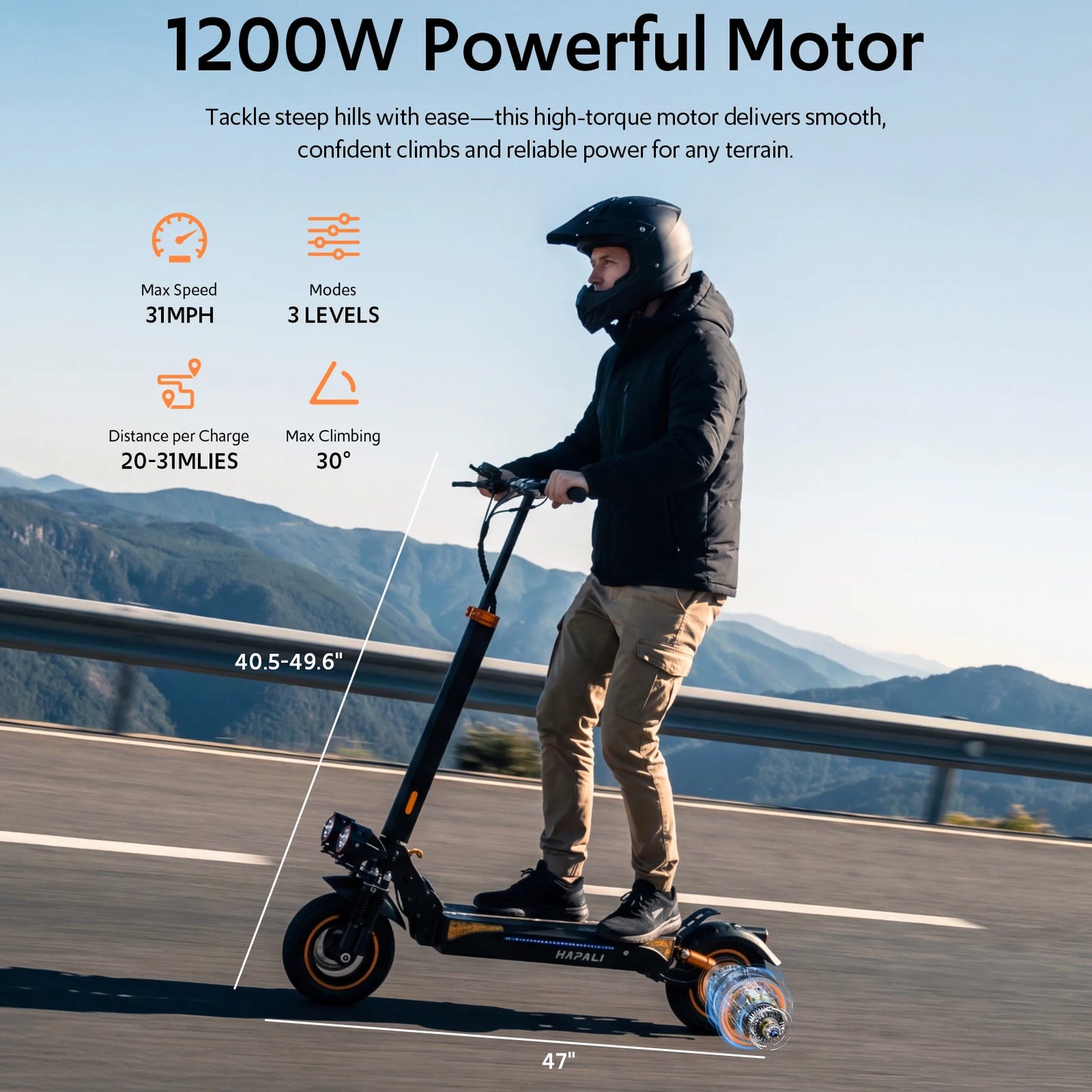 Osboo Off Road 1200W Electric Scooter With All Terrain Tires