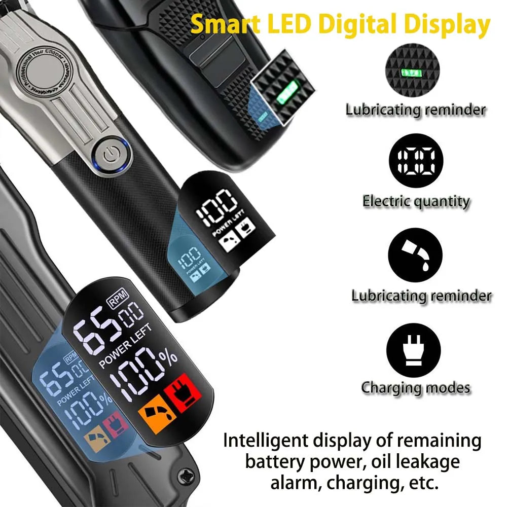 SHUYU Cordless Hair Clipper Kit With LED Display And Trimmer