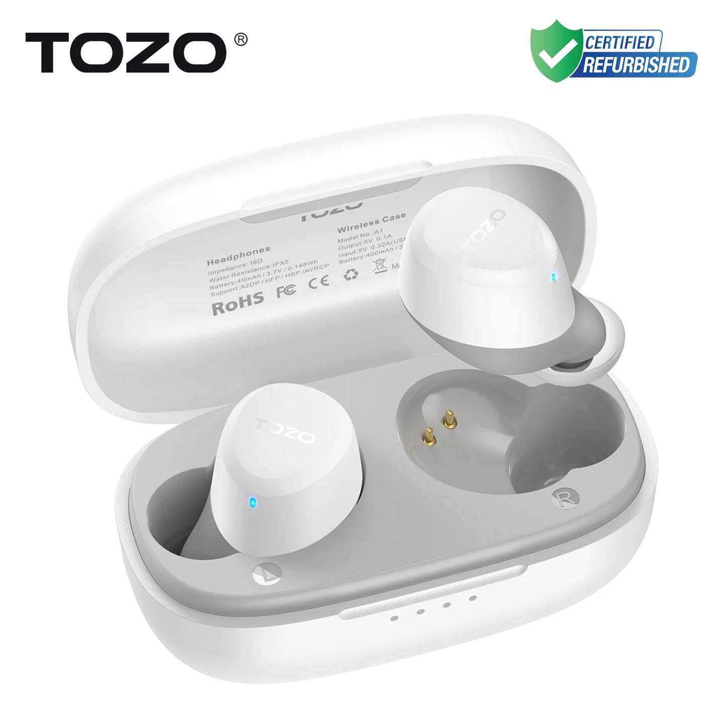 TOZO Refurbished TWS Earbuds In Ear Wireless Bluetooth Headset With Mic