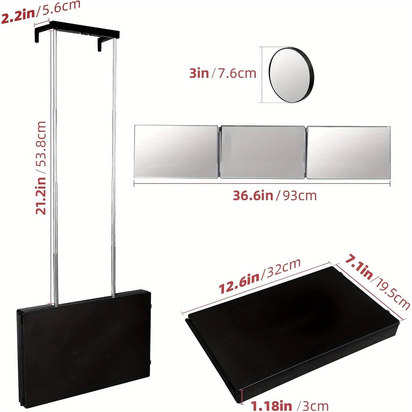 360 Degree Trifold Barber Mirror For Self Haircut